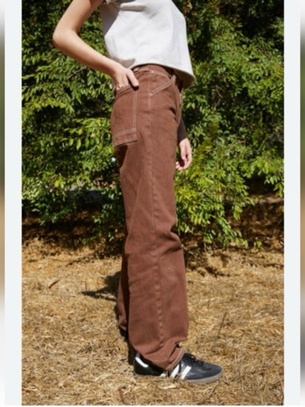 Brandy Melville John Galt Brown Carpenter Pants - Size S - Adjustable Waist - Picture 3 of 11